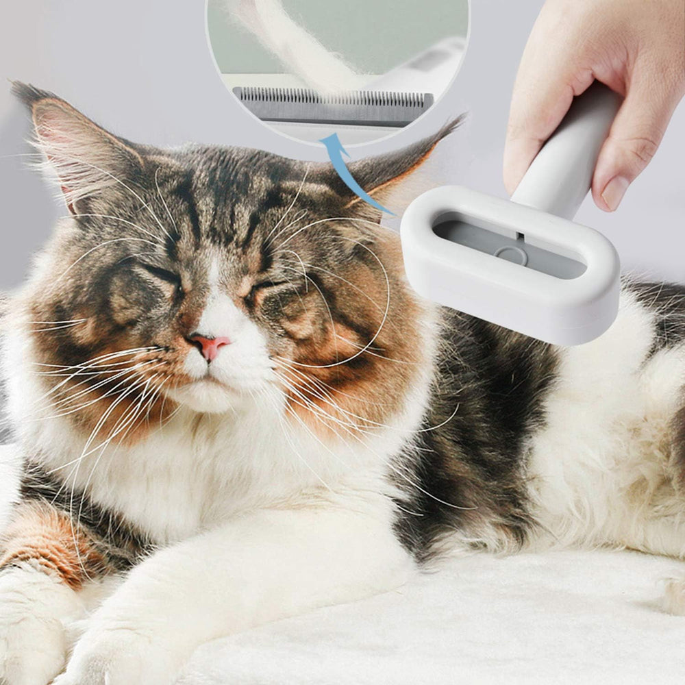 Deshedding Dogs Brush Grooming Tool Safe Retractable Anti-Rusty Stainless Steel Comb Teeth without Hurting Remove Loose Hair and Tangled Hair Dog Brush for Long Coat Dogs