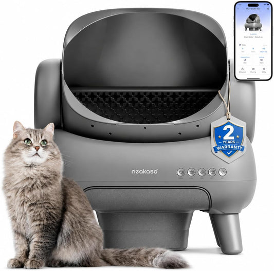 M1 plus Open-Top Self-Cleaning Cat Litter Box, Automatic Cat Litter Box with APP Control, Odor-Free Waste Disposal Includes Trash Bags