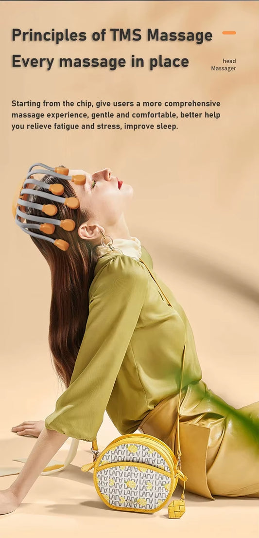 20Massage Heads Orange Scalp Head Massager Red Light Vibrator Octopus Scratcher for Relaxation Stress