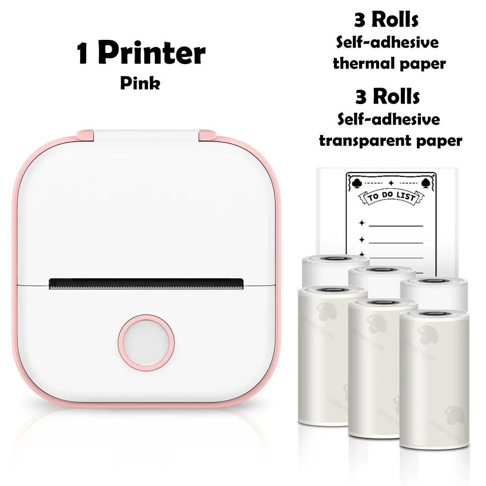 T02 Mini Thermal Printer Wireless Mini Pocket Printer, Adhesive Sticker Printer for DIY, Journal, Student Birthday Gift
