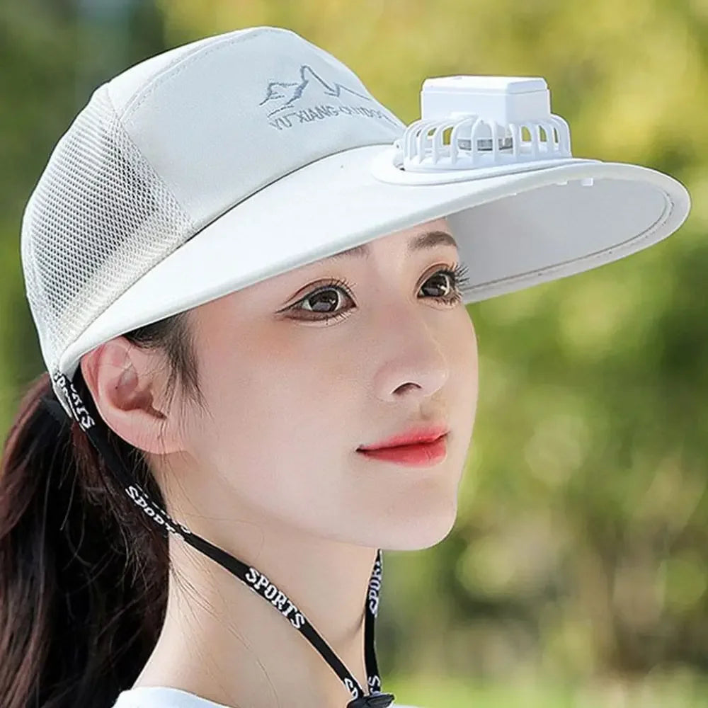 Cap with Fan Summer USB Charging Cooling Fan Baseball Cap Outdoor Golf Sunscreen 2 Speed Adjustable Peaked Hat Hiking Cap Fan