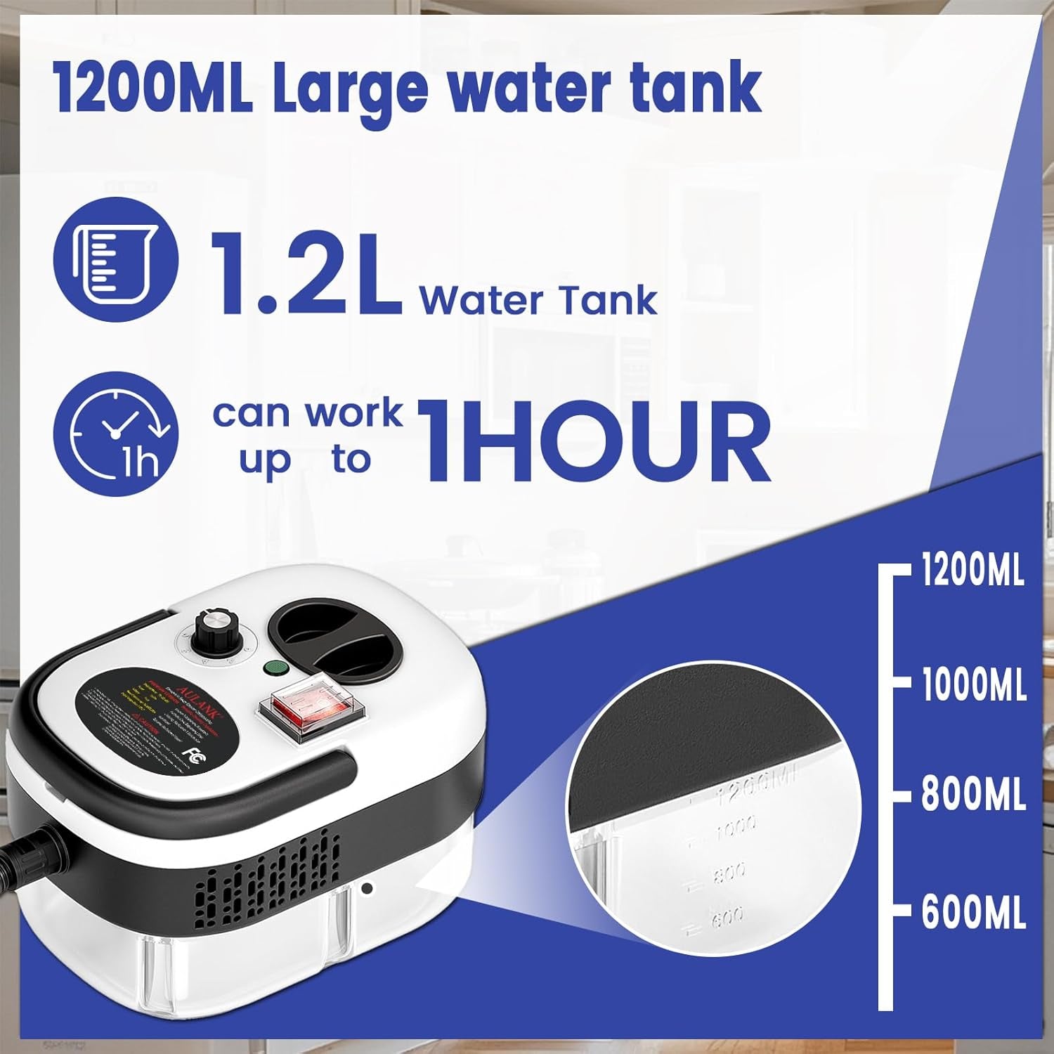 2500W Handheld Steam Cleaner,Portable Car Steamer for Auto Detailing,High-Temperature and Pressure Steam Cleaner for Home, Steam Cleaning Machine for Furniture,Kitchen,Grout,Floor,Tile (03-White)