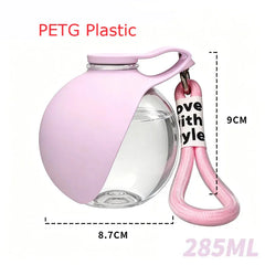 Small Dog Water Bottle 285ML Stainless Steel/Petg Convenient Dog Drink Dispenser Puppy Travel Portable Water Bowl