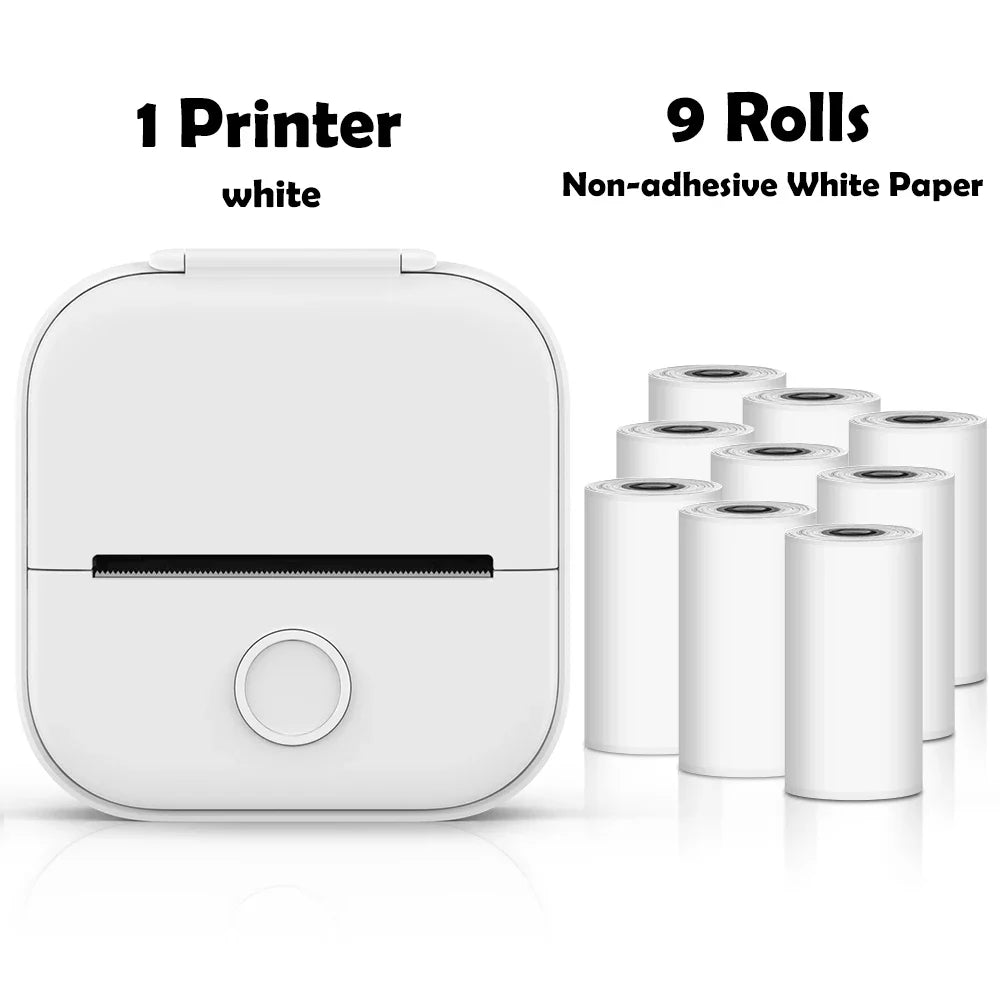 T02 Mini Thermal Printer Wireless Mini Pocket Printer, Adhesive Sticker Printer for DIY, Journal, Student Birthday Gift
