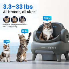 M1 plus Open-Top Self-Cleaning Cat Litter Box, Automatic Cat Litter Box with APP Control, Odor-Free Waste Disposal Includes Trash Bags