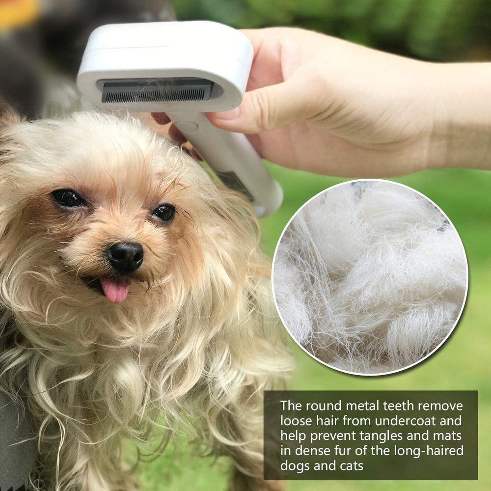 Deshedding Dogs Brush Grooming Tool Safe Retractable Anti-Rusty Stainless Steel Comb Teeth without Hurting Remove Loose Hair and Tangled Hair Dog Brush for Long Coat Dogs