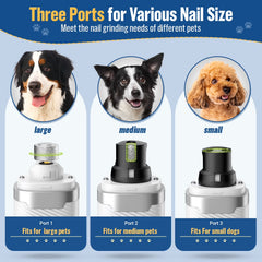 Dog Nail Grinder, Pet Nail Trimmer for Dog Cat with Lights, Low Vibration, LCD Display, Quiet 3 Speeds Electric Pet Nail Polisher, Clipper Grooming Tool for All Breed, White