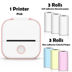 T02 Mini Thermal Printer Wireless Mini Pocket Printer, Adhesive Sticker Printer for DIY, Journal, Student Birthday Gift