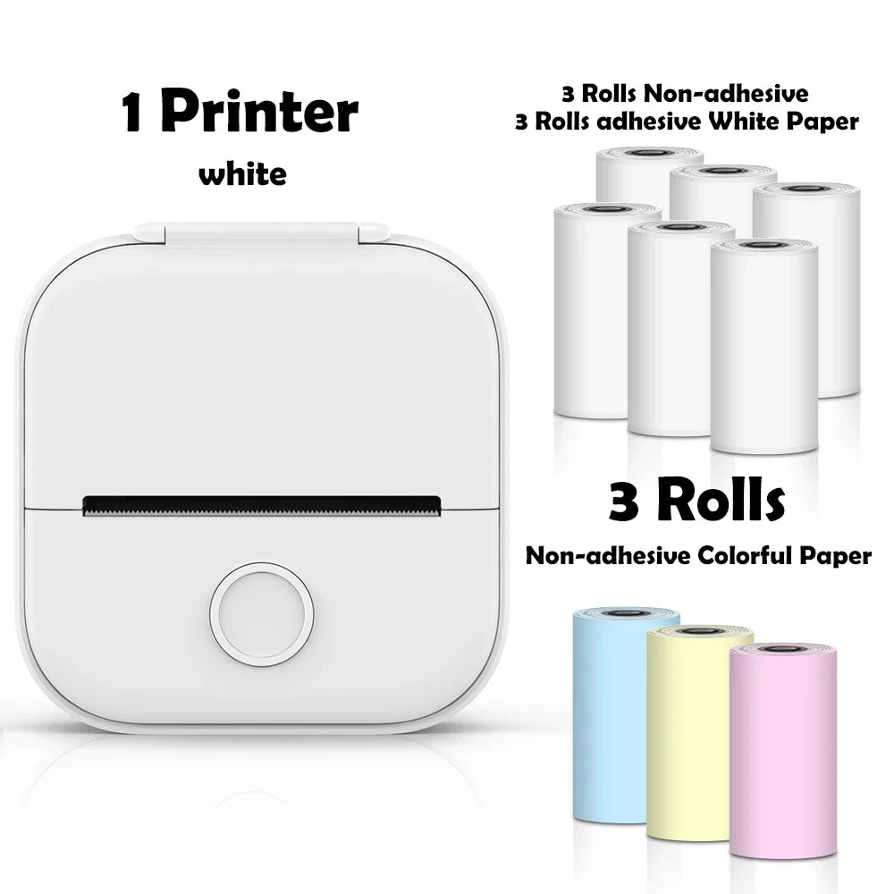 T02 Mini Thermal Printer Wireless Mini Pocket Printer, Adhesive Sticker Printer for DIY, Journal, Student Birthday Gift