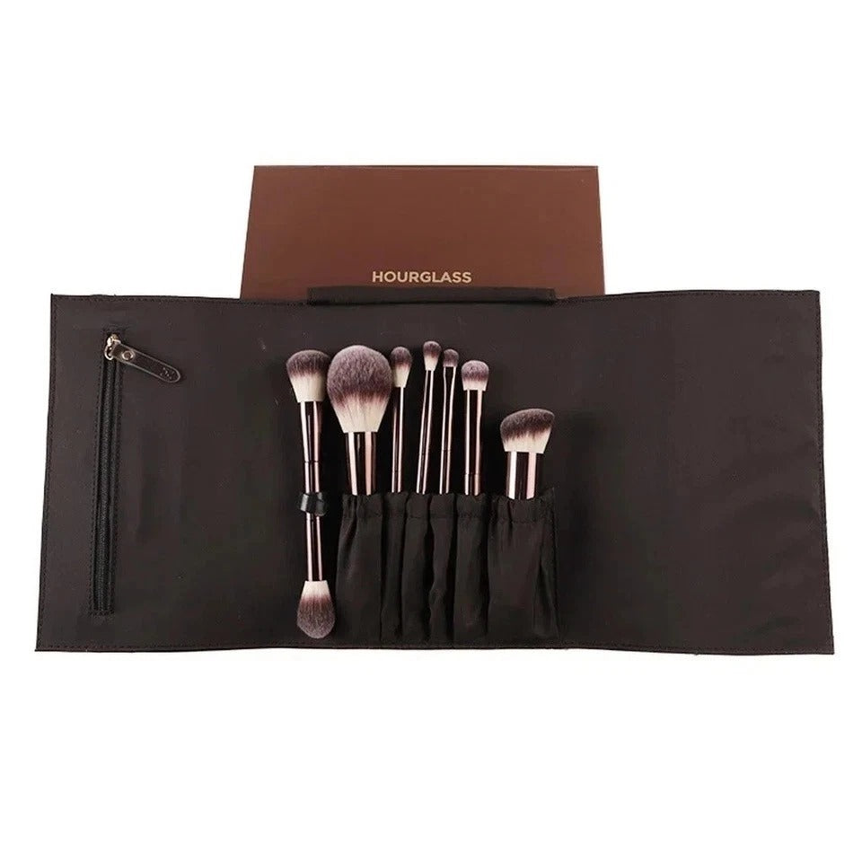 Hourglass Vegan Travel Brush Set - 7 Brushes with Vegan Leather Roll
