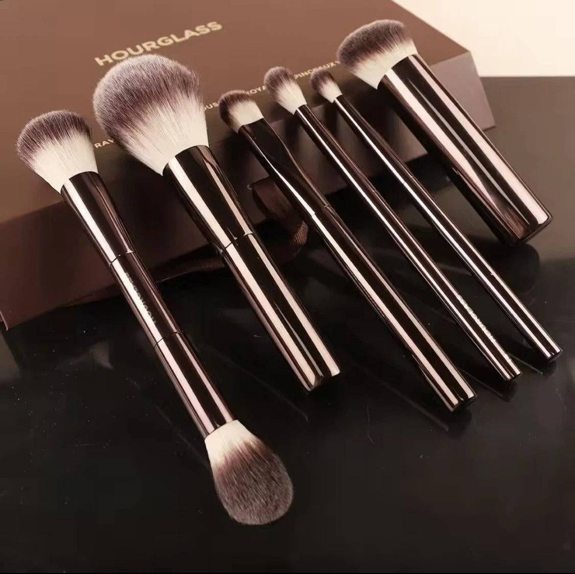 Hourglass Vegan Travel Brush Set - 7 Brushes with Vegan Leather Roll