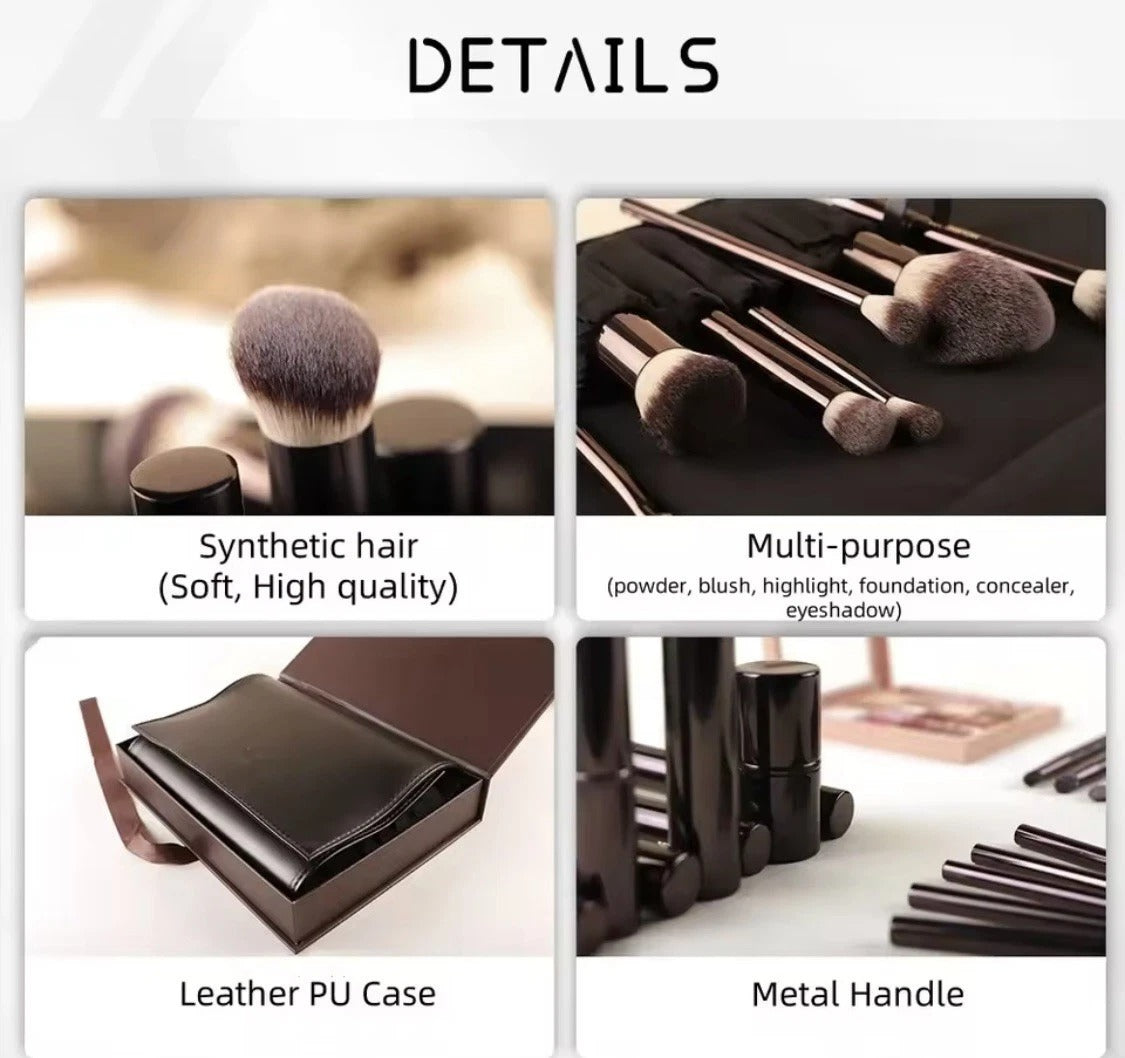 Hourglass Vegan Travel Brush Set - 7 Brushes with Vegan Leather Roll