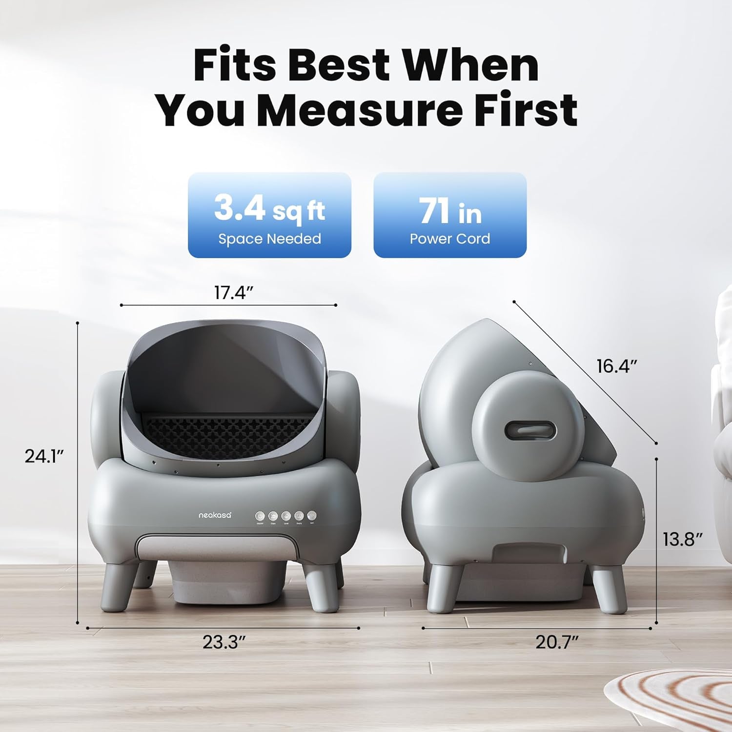 M1 plus Open-Top Self-Cleaning Cat Litter Box, Automatic Cat Litter Box with APP Control, Odor-Free Waste Disposal Includes Trash Bags