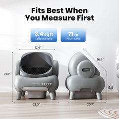 M1 plus Open-Top Self-Cleaning Cat Litter Box, Automatic Cat Litter Box with APP Control, Odor-Free Waste Disposal Includes Trash Bags
