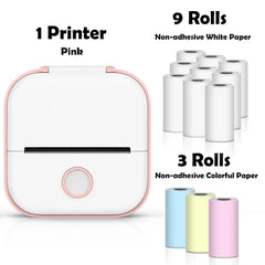 T02 Mini Thermal Printer Wireless Mini Pocket Printer, Adhesive Sticker Printer for DIY, Journal, Student Birthday Gift