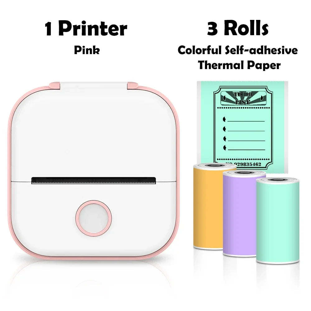 T02 Mini Thermal Printer Wireless Mini Pocket Printer, Adhesive Sticker Printer for DIY, Journal, Student Birthday Gift