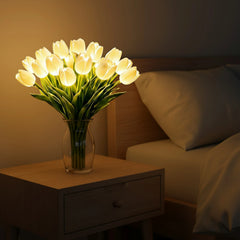 15Pcs Radiant Romantic Tulip Light Warm Light Flower Shaped Ambient Lamp Adjustable Tulip Night Light for Bedroom Bedside Decor